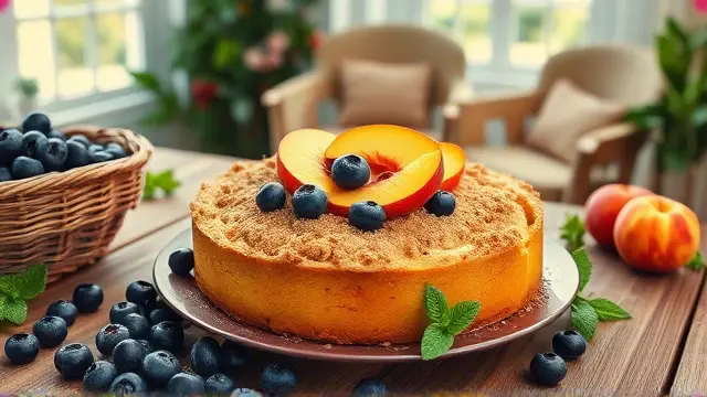 Blueberry Peach Coffee Cake