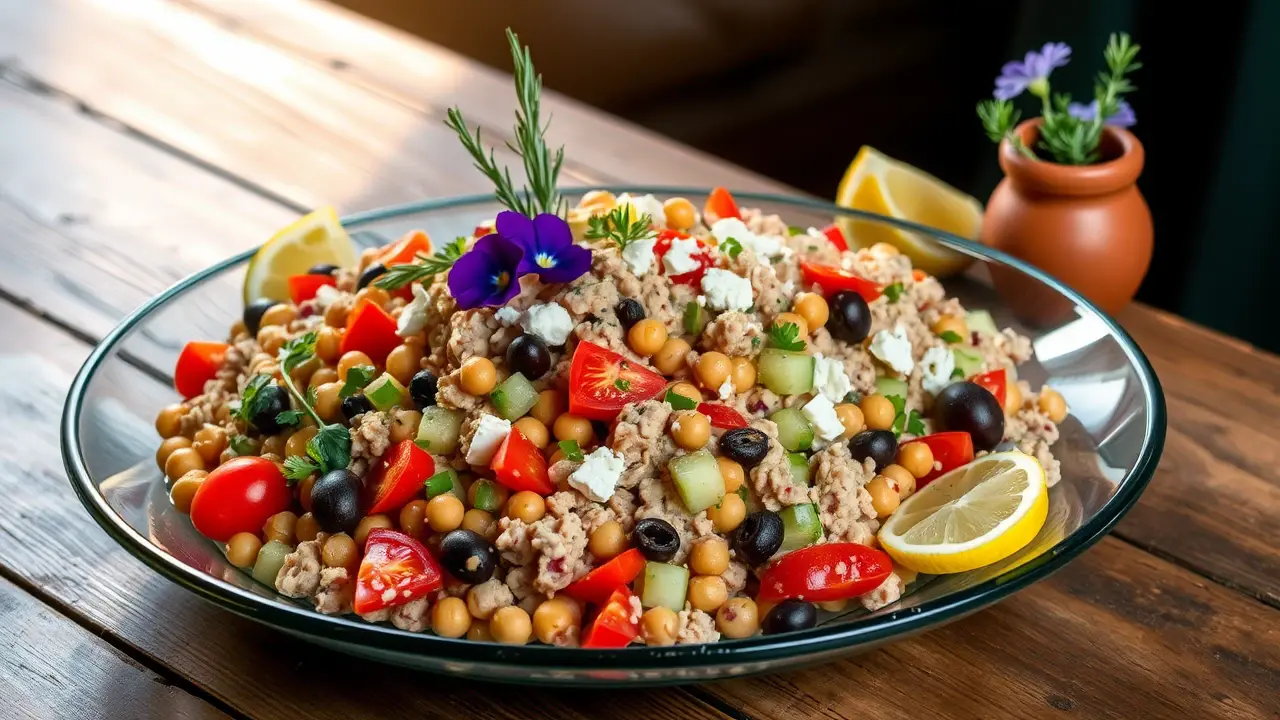 Mediterranean Tuna Salad with Chickpeas and Olives