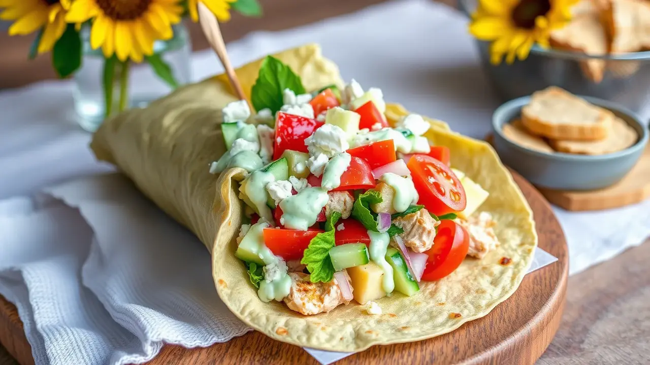 Greatest Greek Tzatziki Chicken Salad Wraps