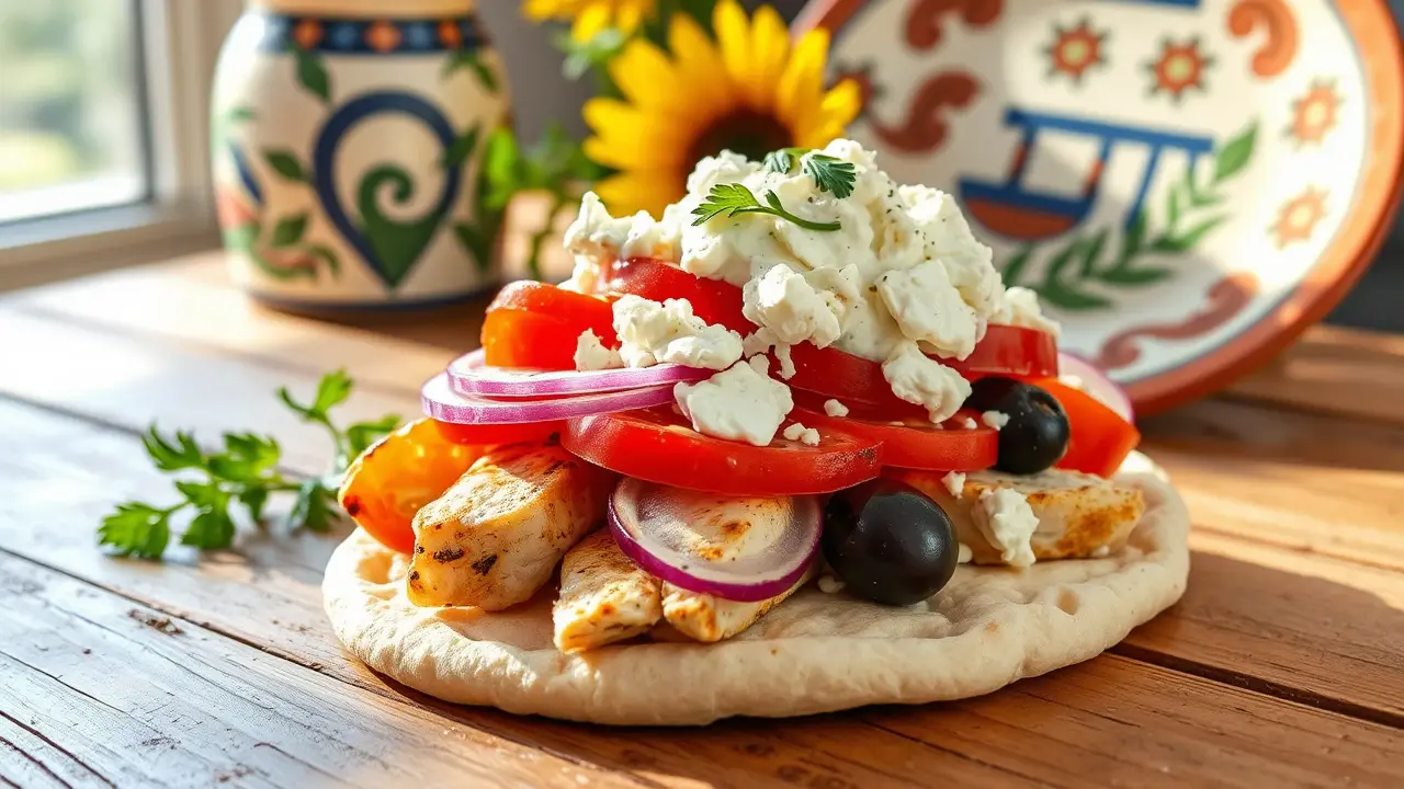 Greek Chicken Gyros with Feta and Tzatziki