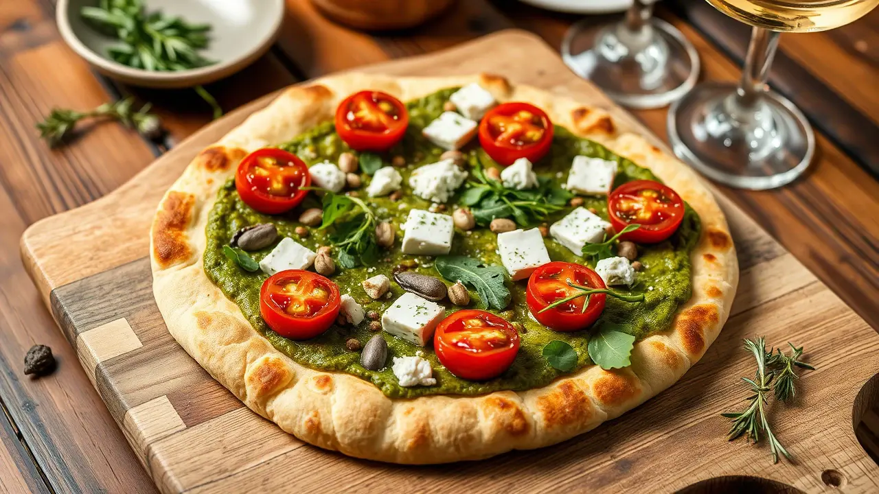 Mediterranean Flatbread with Pesto
