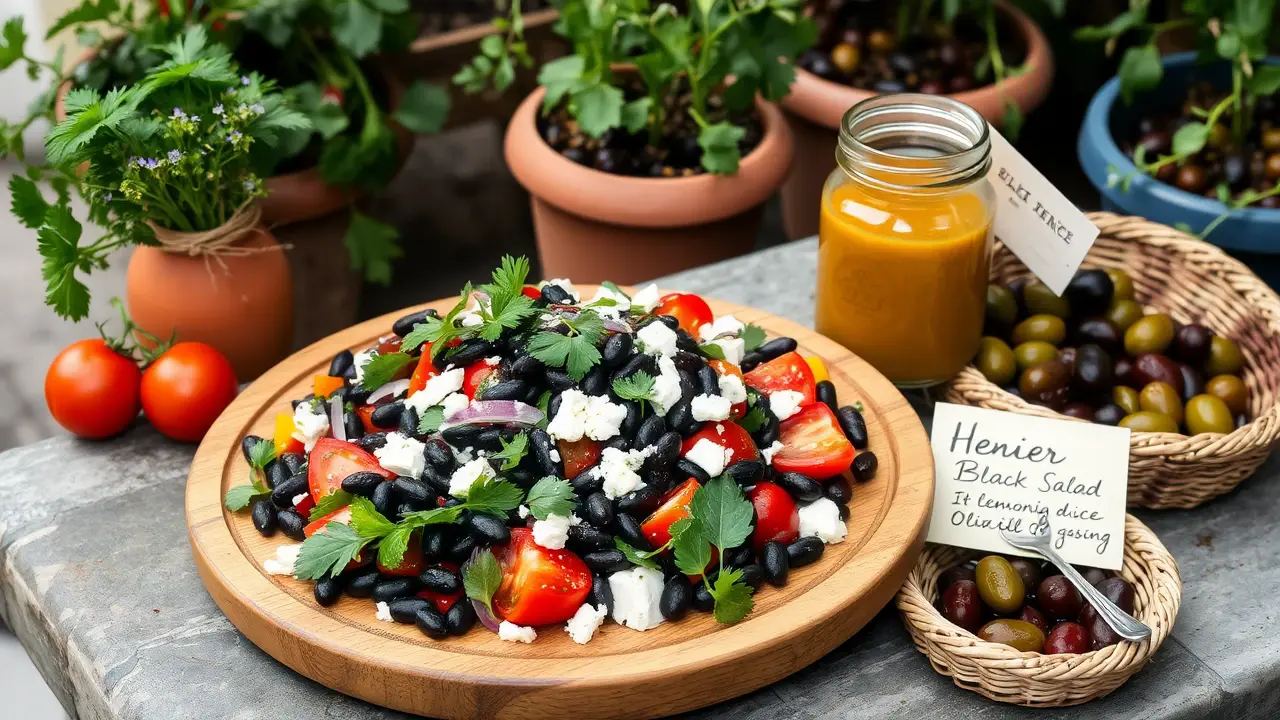 Mediterranean Black Beean Salad with Beans and Peppers