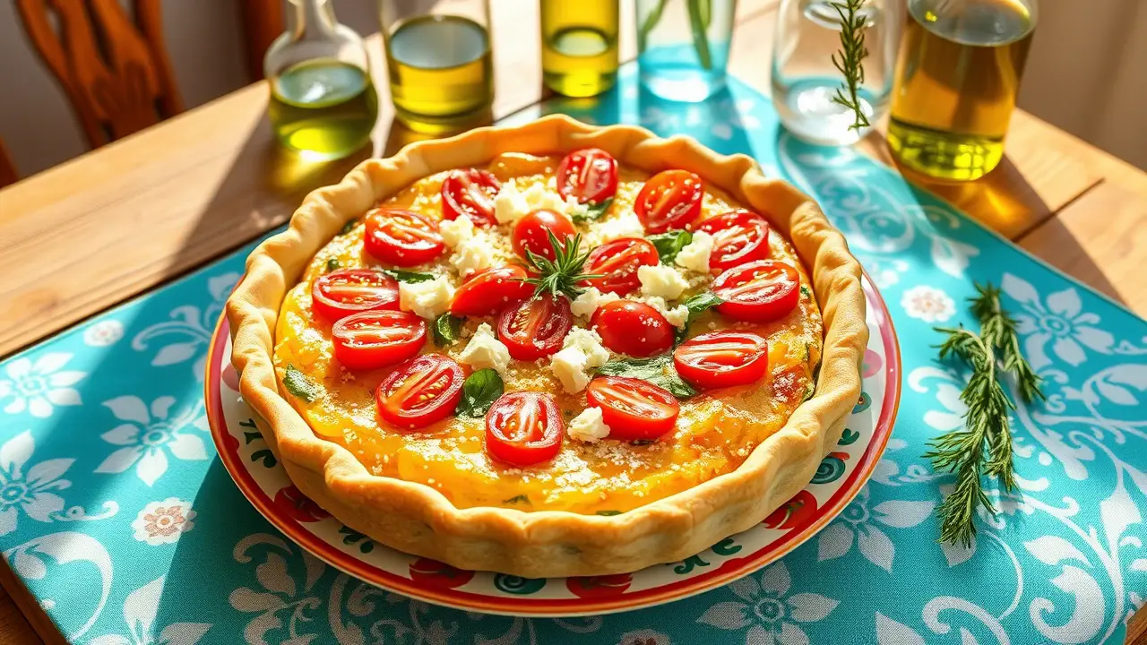 Super Cheesy Mediterranean Quiche with Tomatoes