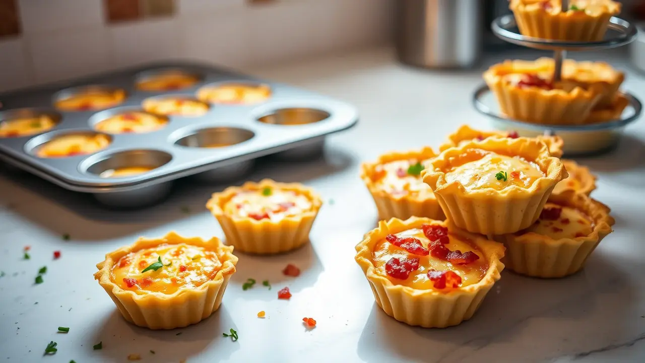 Nine variants on micro-quiches: Veggies, Meats, and Cheeses galore