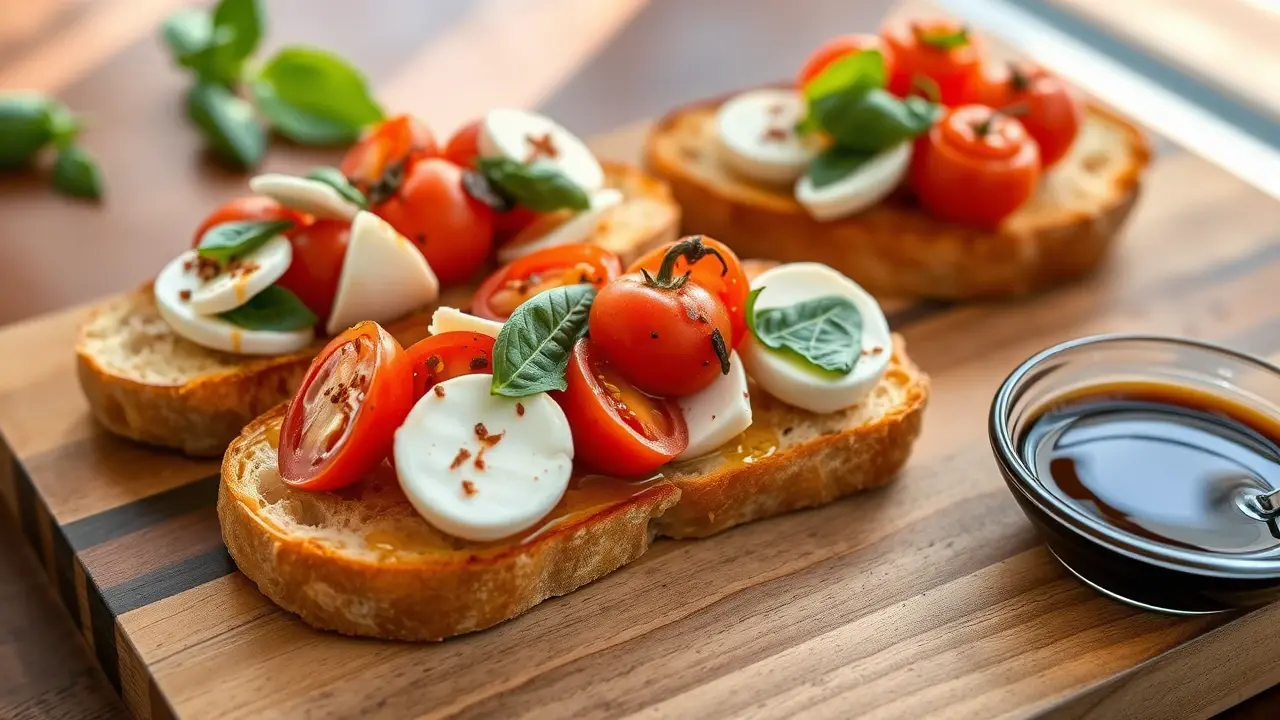 Tomato Basil Mozzarella Toasts