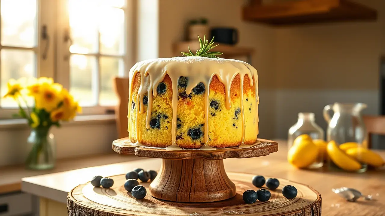 Blueberry Lemon Cake with Lemon Glaze