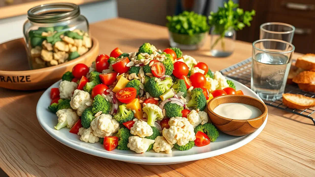 Creamy Broccoli Cauliflower Salad
