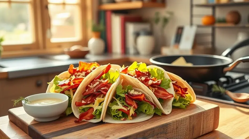 Bacon, Lettuce and Cheese Tortilla Wraps