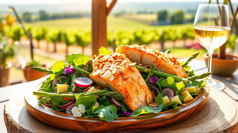 Sunshine Salmon and Asparagus Salad with Almonds