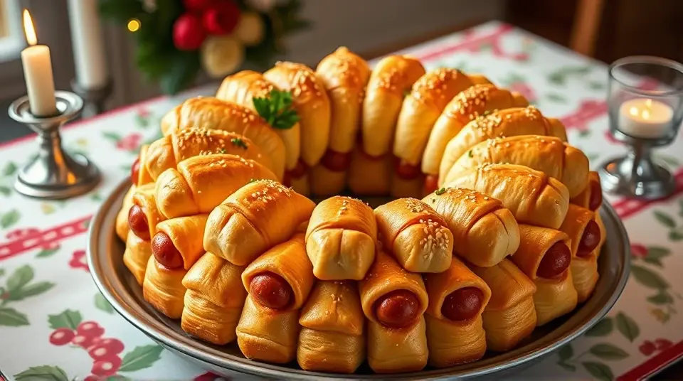 Crescent Roll Weenies Pull Apart Christmas Wreath
