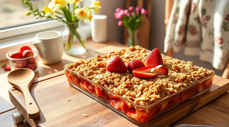 Rhubarb Strawberry Crunch 🍓🍏