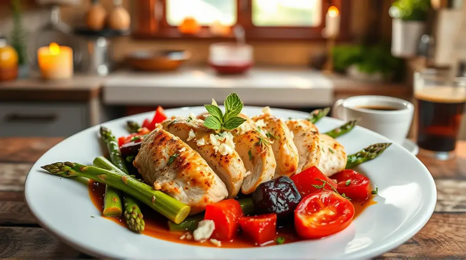 Chicken with Asparagus and Roasted Red Peppers 🍗🥦