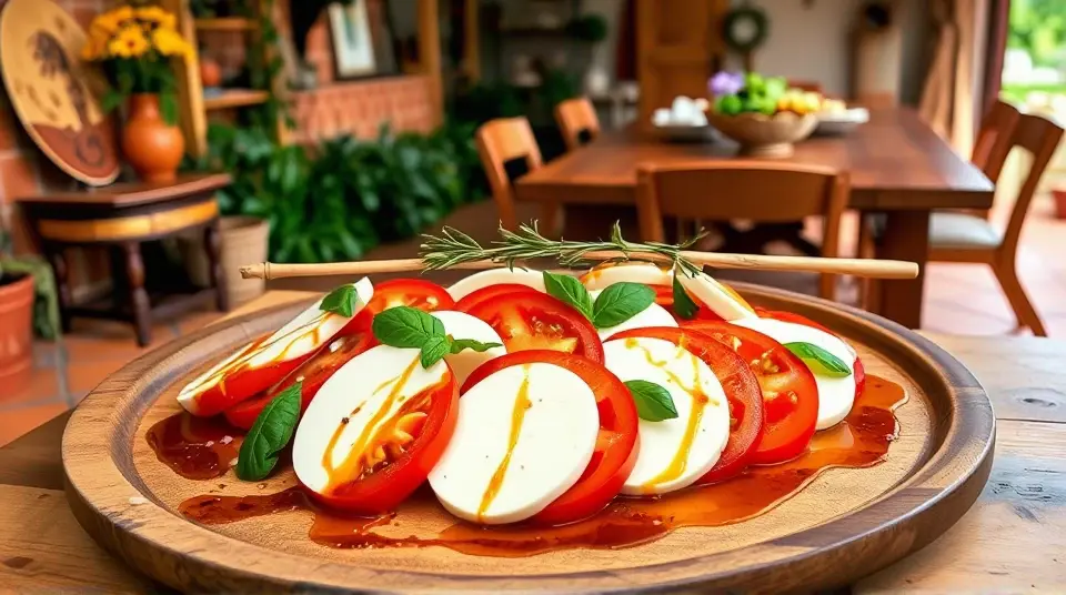 Caprese Salad with Garlic Balcamic Dressing