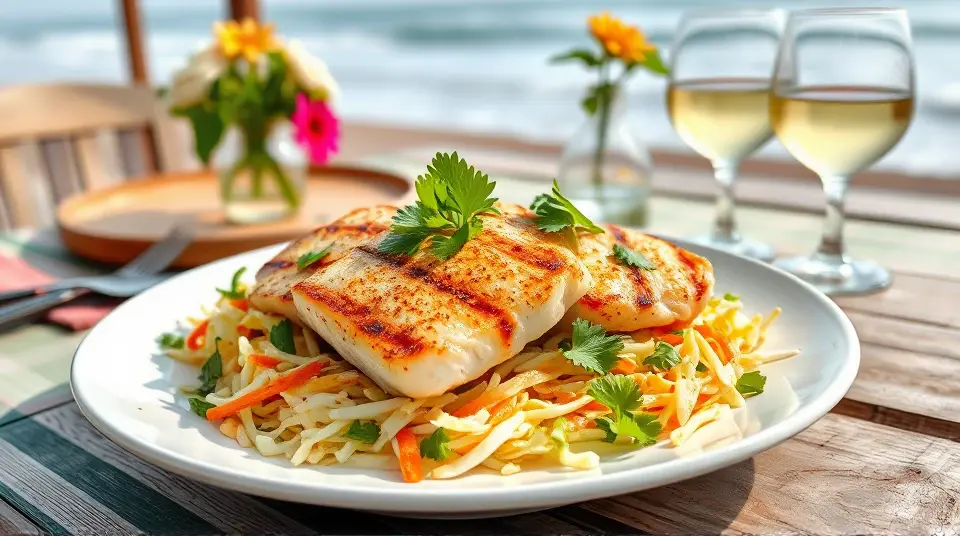Mahi Mahi with Honey Lime Coleslaw