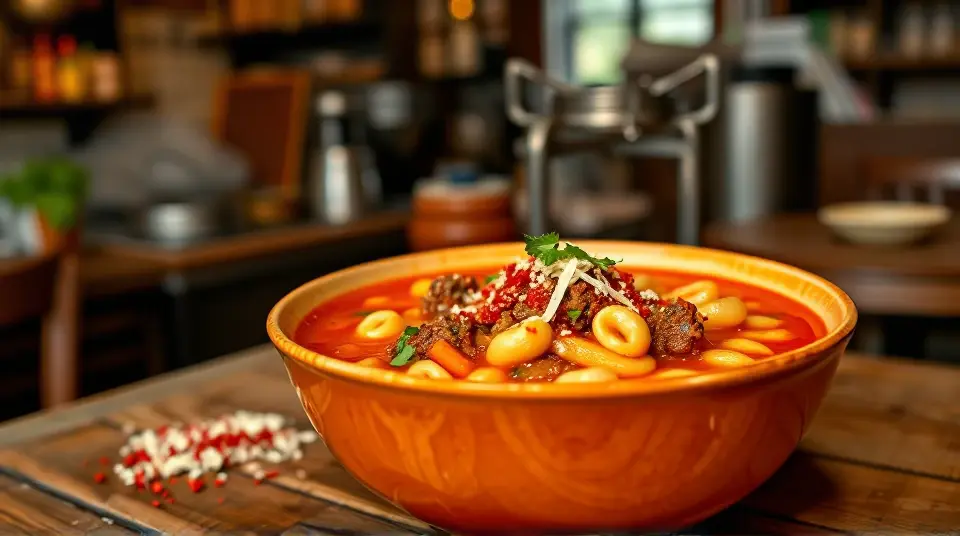 Busy Day Tomato Soup with Ground Beef and Macaroni