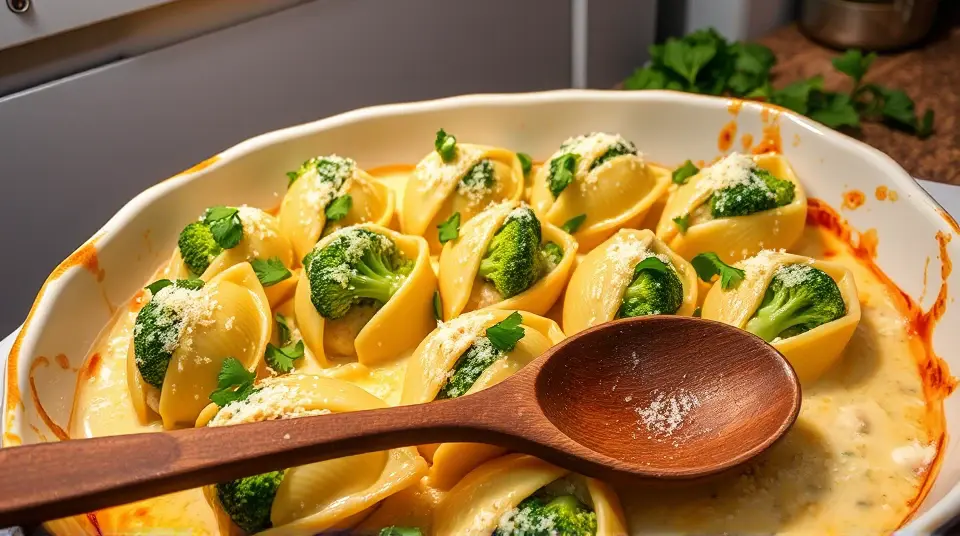 Chicken and Broccoli Alfredo Stuffed Shells