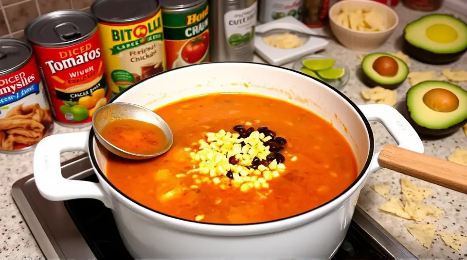 Quick & Easy Six Can Chicken Tortilla Soup 🌶️🍲