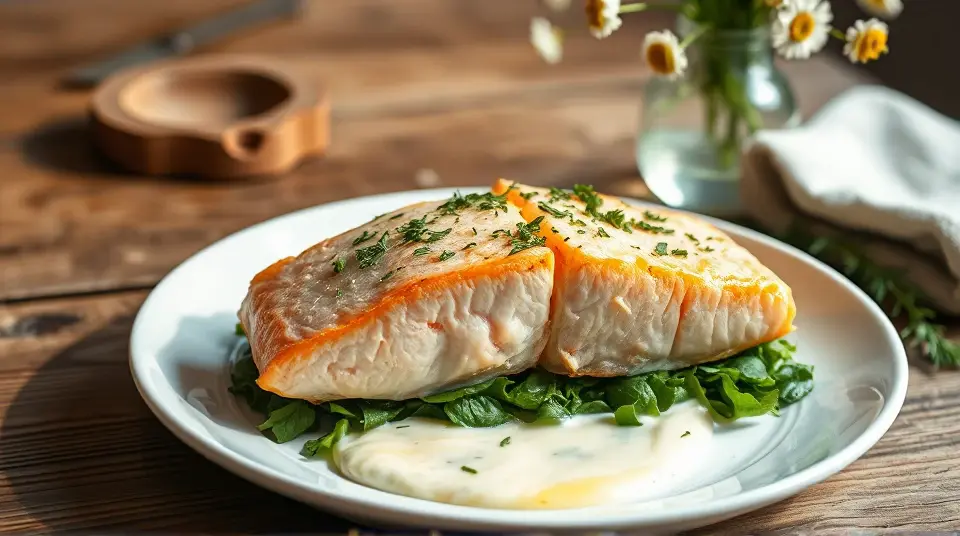Baked Salmon with Dill Sauce