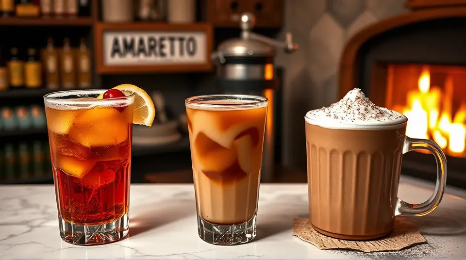 Three drinks with Amaretto