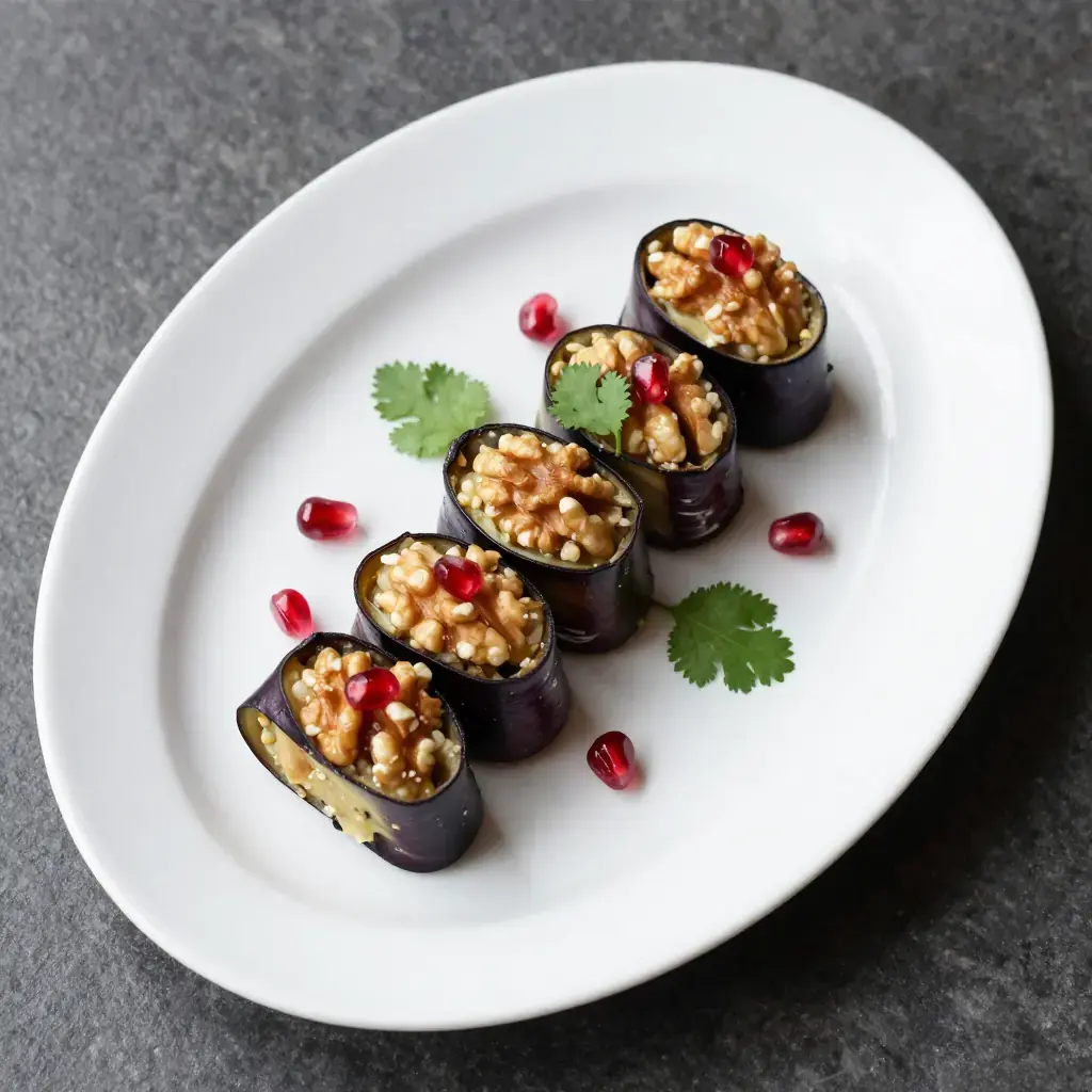 Georgian Walnut-Stuffed Eggplant Rolls (ბადრიჯანი ნიგვზით, Badrijani Nigvzit)