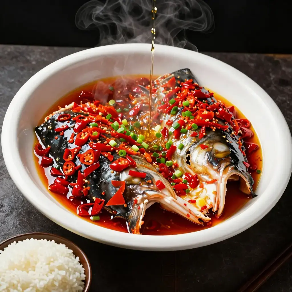 Duojiao Yutou (剁椒鱼头, Steamed Fish Head with Chopped Chiles)