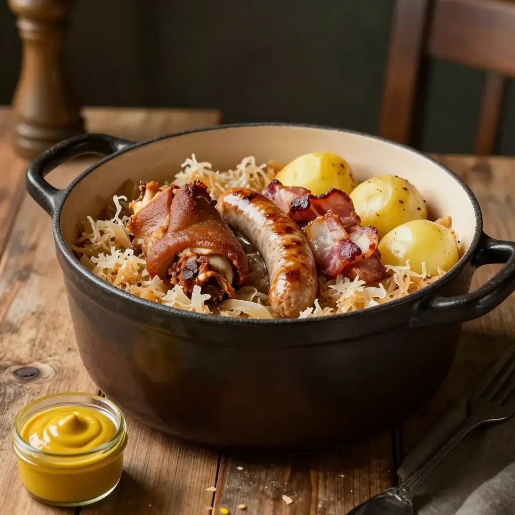 Choucroute Garnie (Alsatian Braised Sauerkraut with Meats)