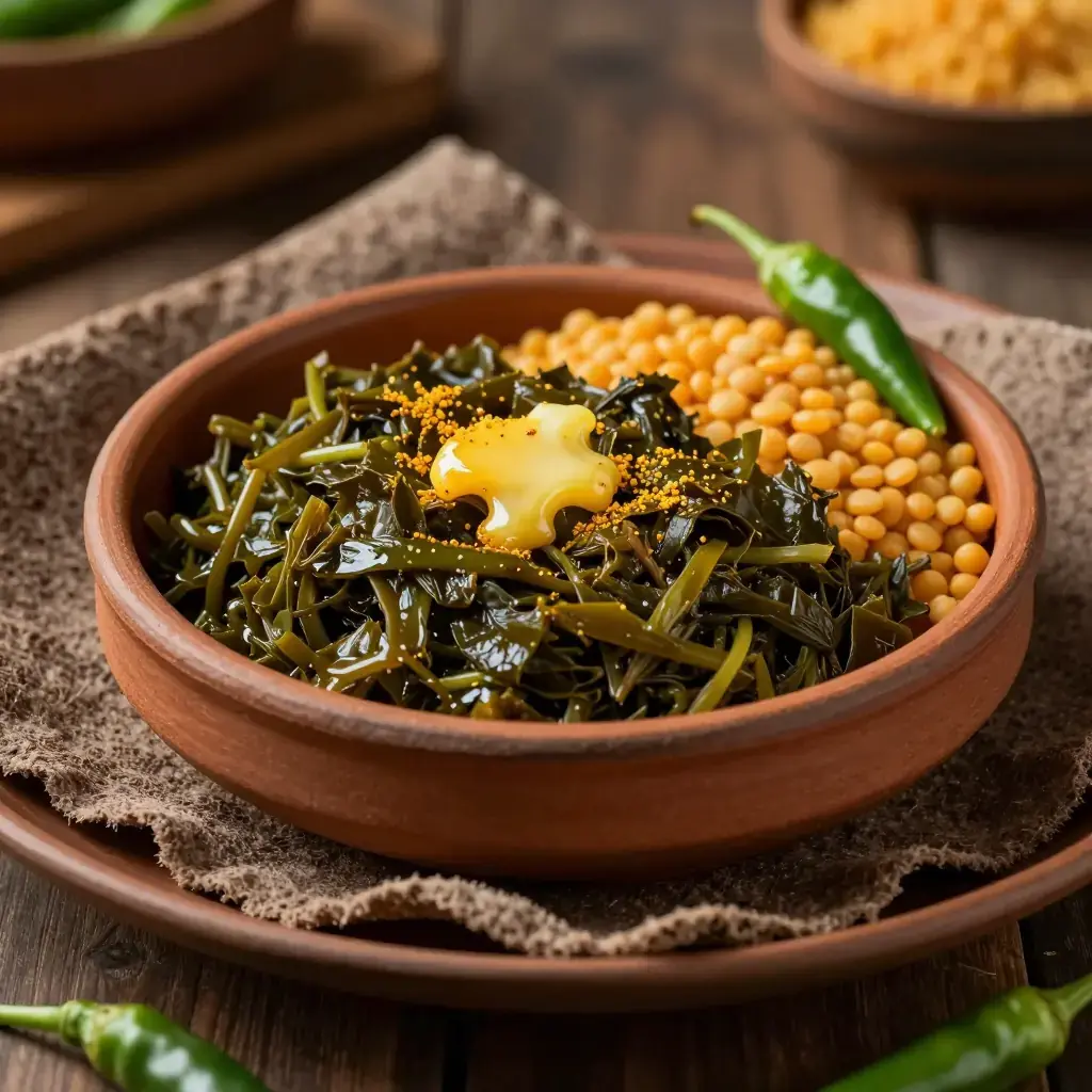Ye'abesha Gomen (የአበሻ ጎምን — Ethiopian Braised Collard Greens)