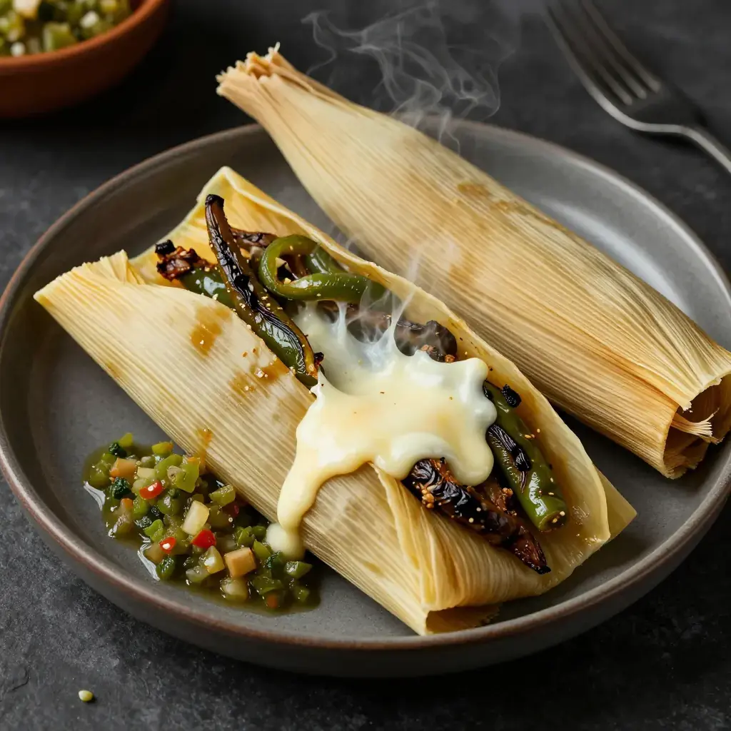 Tamales de Rajas con Queso (Cheese and Chile Tamales)
