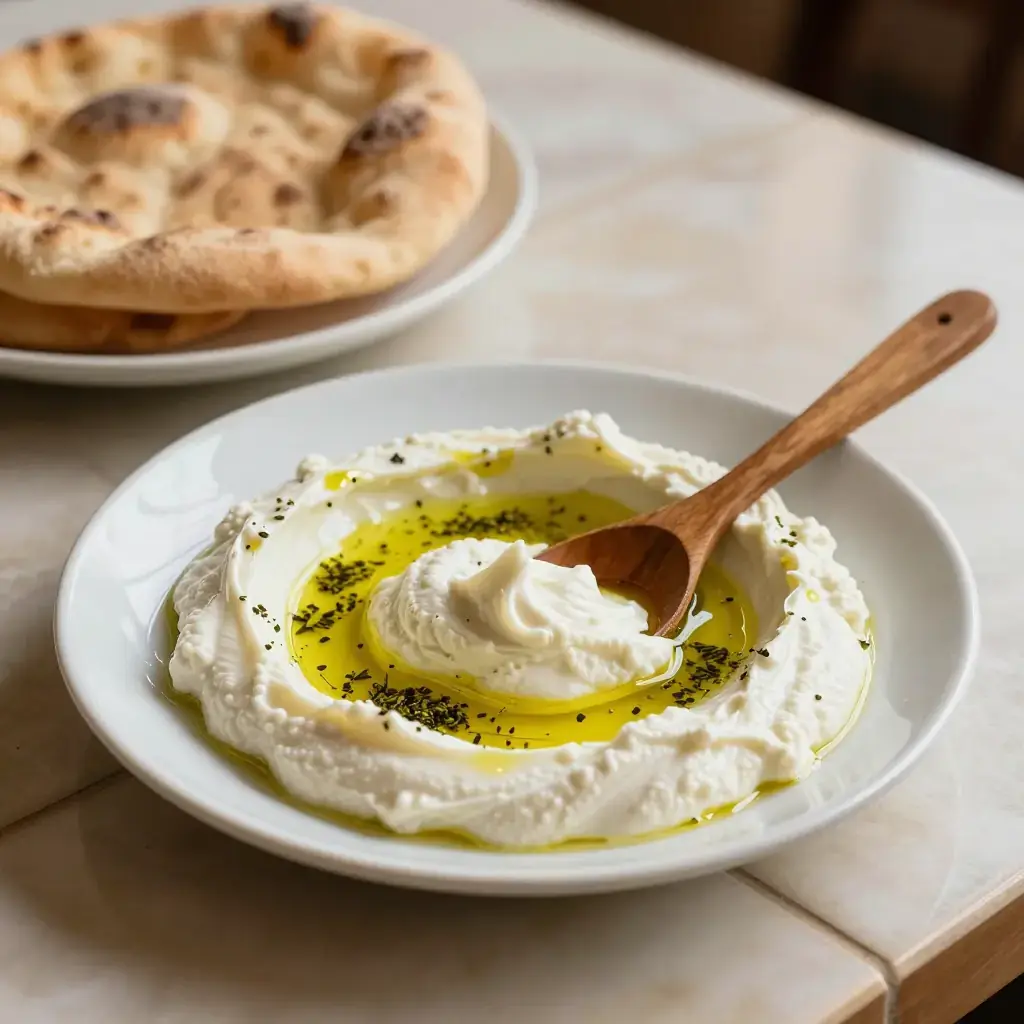 Labneh ma Za'atar (لبنة مع زعتر — Lebanese Strained Yoghurt with Za'atar)