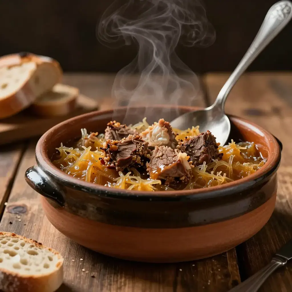 Podvarak (Подварак — Serbian Braised Sauerkraut with Roast Pork)