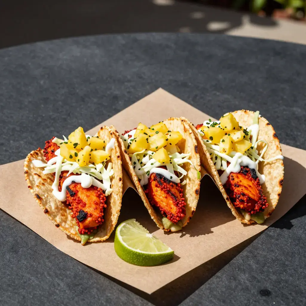 Tacos de Pescado al Pastor (Baja-Style Grilled Fish Tacos with Pineapple Salsa)