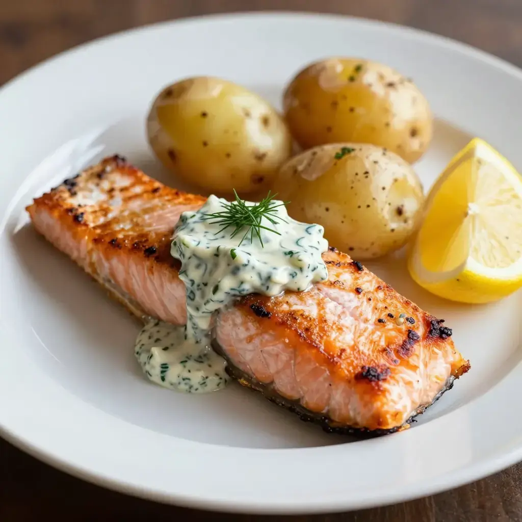 Grillad Lax med Pepparrotskräm (Swedish Grilled Salmon with Horseradish Cream)