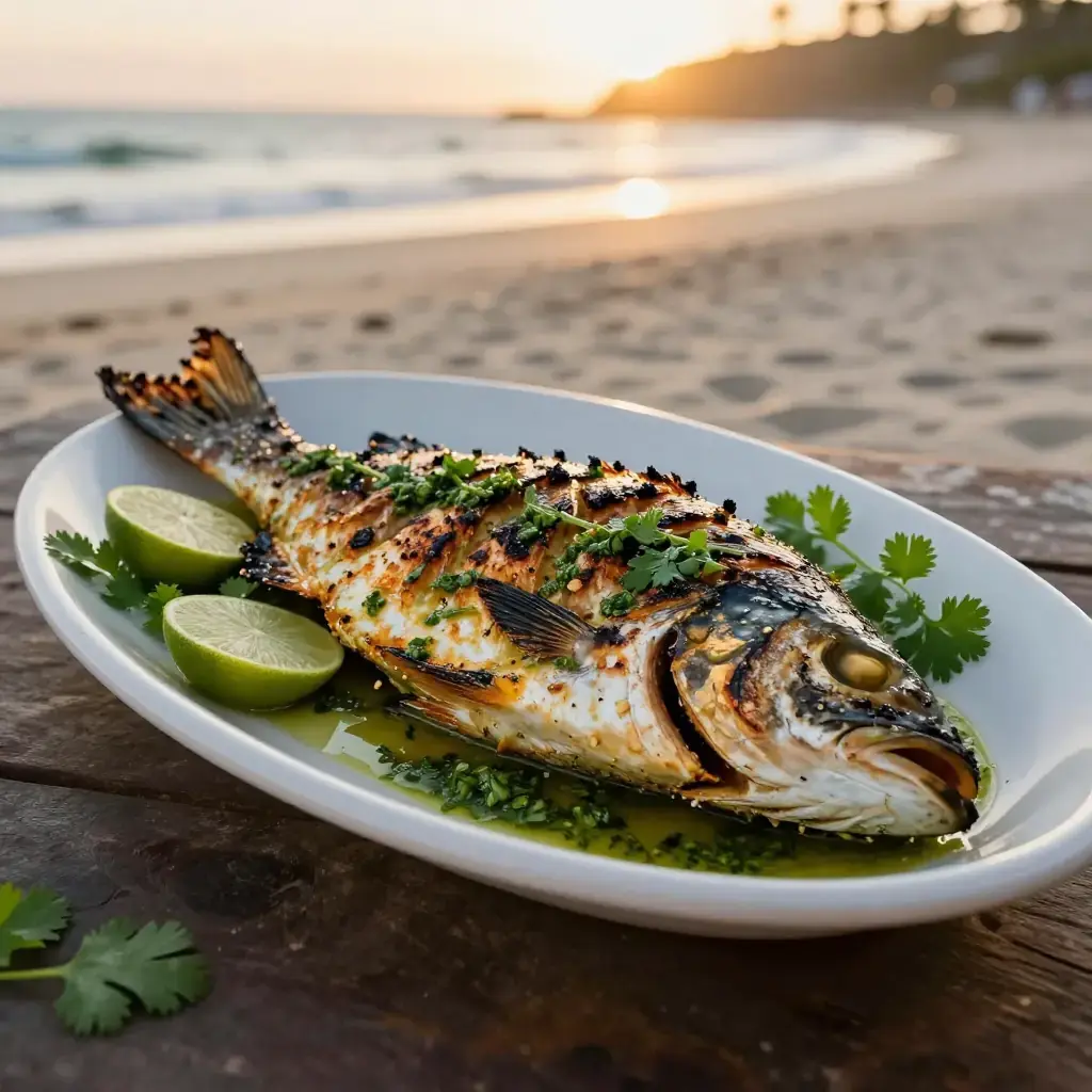 Peixe Grelhado com Molho Verde (Brazilian Grilled Fish with Herb Sauce)