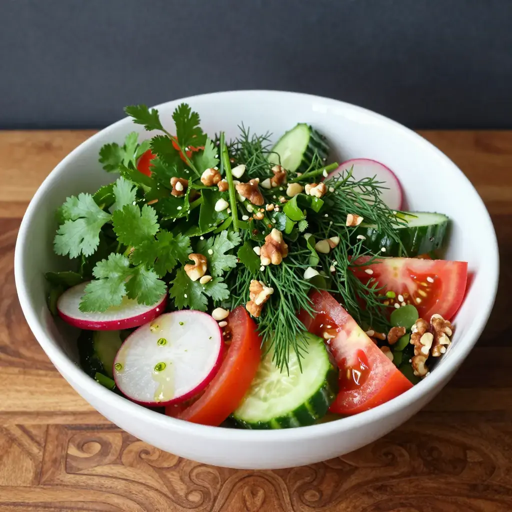 Salata Niakhuri (საქართველოს მწვანე სალათი — Georgian Fresh Herb Salad)