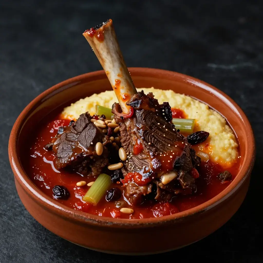 Coda alla Vaccinara (Coda alla Vaccinara — Roman Braised Oxtail with Celery and Dark Chocolate)