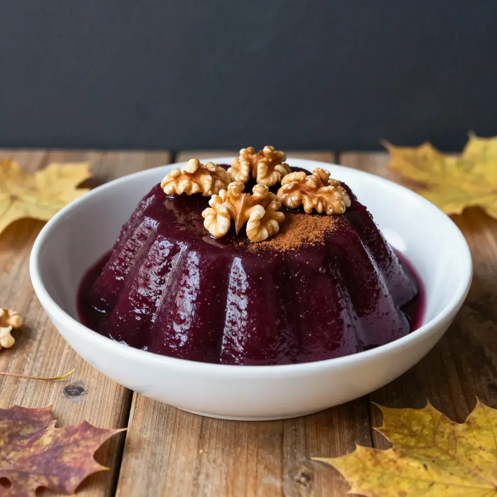 Pelamushi (ფელამუში — Georgian Grape Must Pudding with Walnuts)