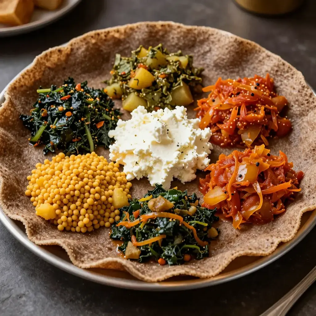 Yetsom Beyaynetu (የፆም በያይነቱ — Ethiopian Lenten Fasting Platter)