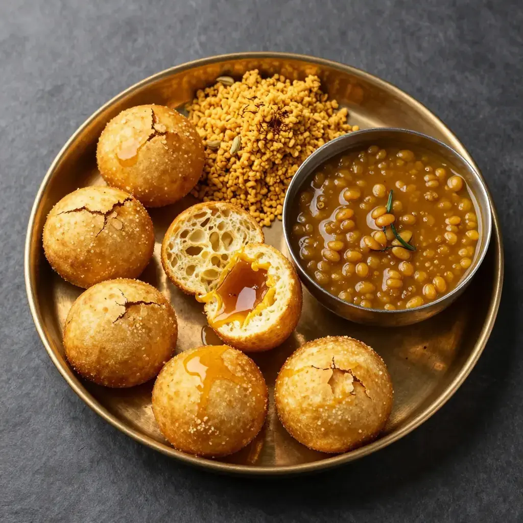 Dal Baati Churma (दाल बाटी चूरमा — Rajasthani Baked Wheat Dumplings with Lentil Stew and Sweet Crumble)