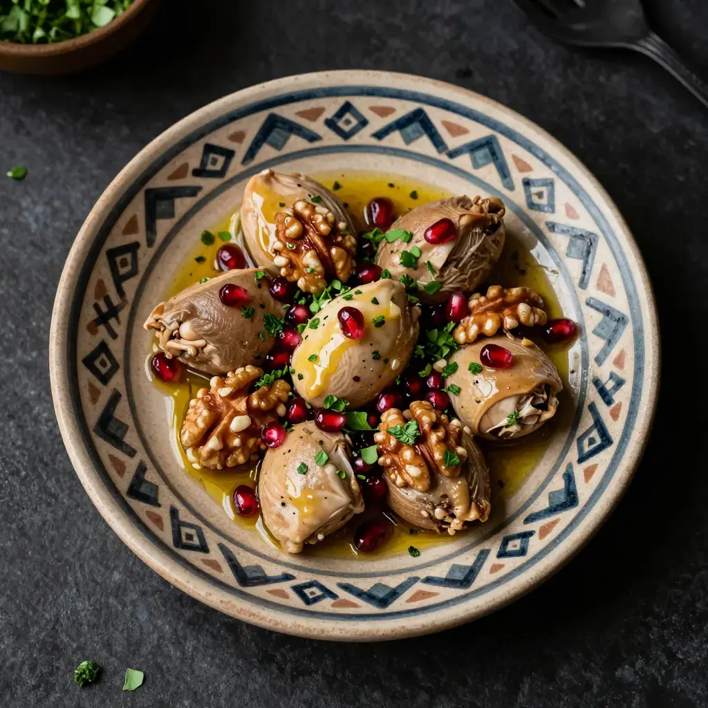 Kuchmachi (კუჭმაჭი — Georgian Spiced Chicken Offal with Walnuts and Pomegranate)