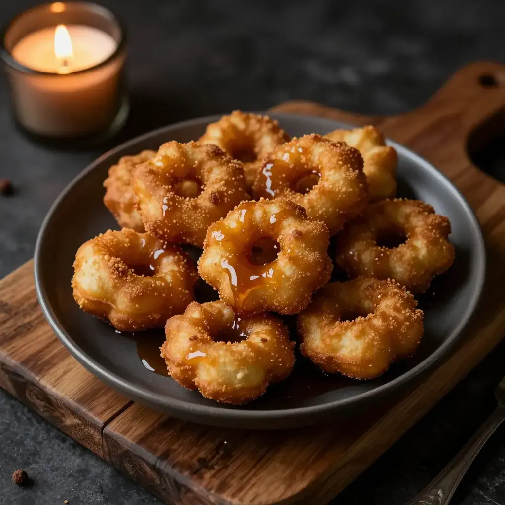 Buñuelos Cubanos (Cuban Anise-Scented Fried Dough with Cane Syrup)