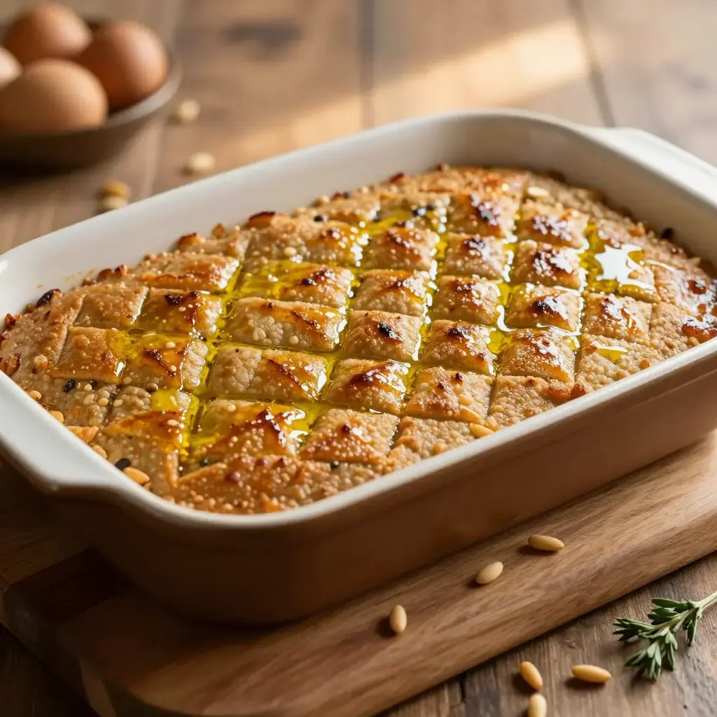 Kibbeh bil Sanieh (كبة بالصينية — Lebanese Baked Bulgur and Meat Pie)