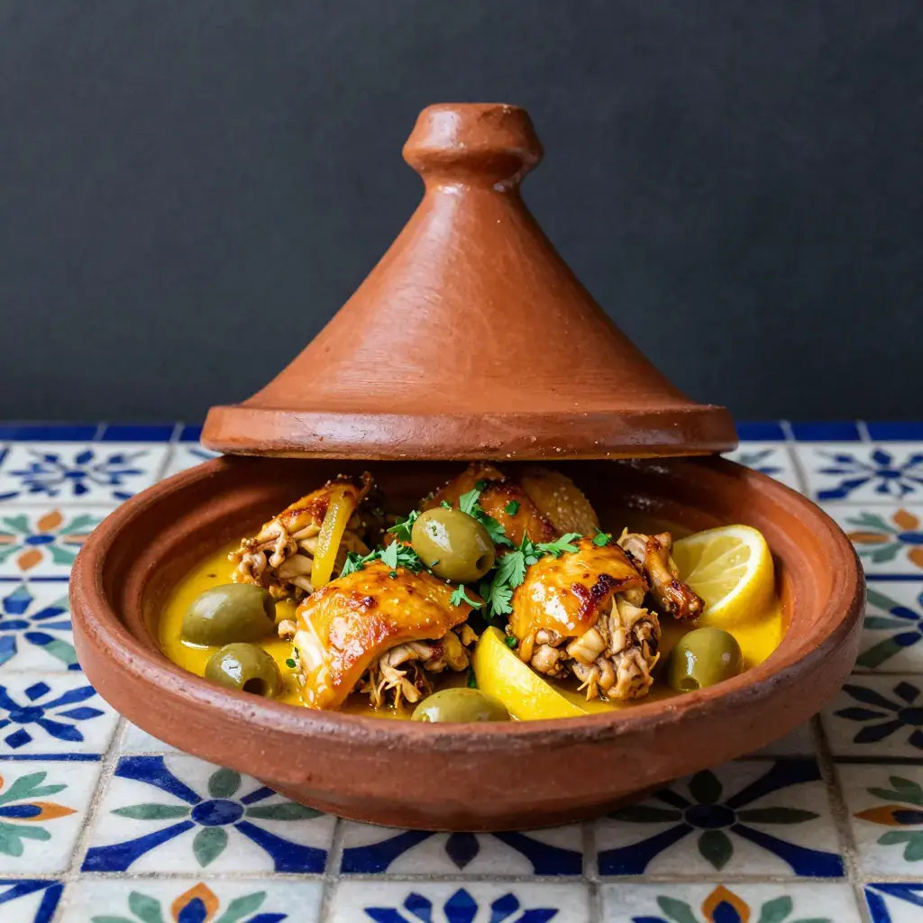 Tagine Djej bil Zitoune (Moroccan Chicken and Olive Tagine)