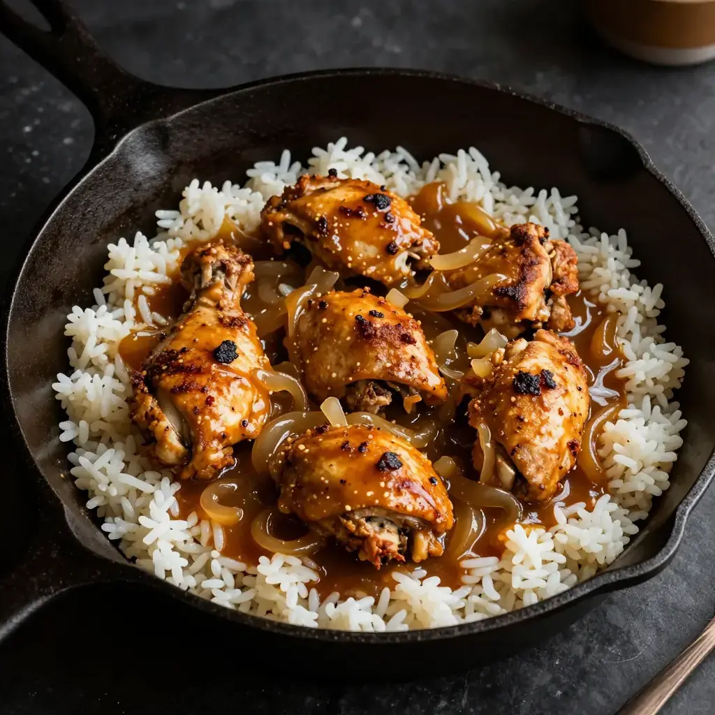 Southern Smothered Chicken (Braised Chicken in Onion Gravy)