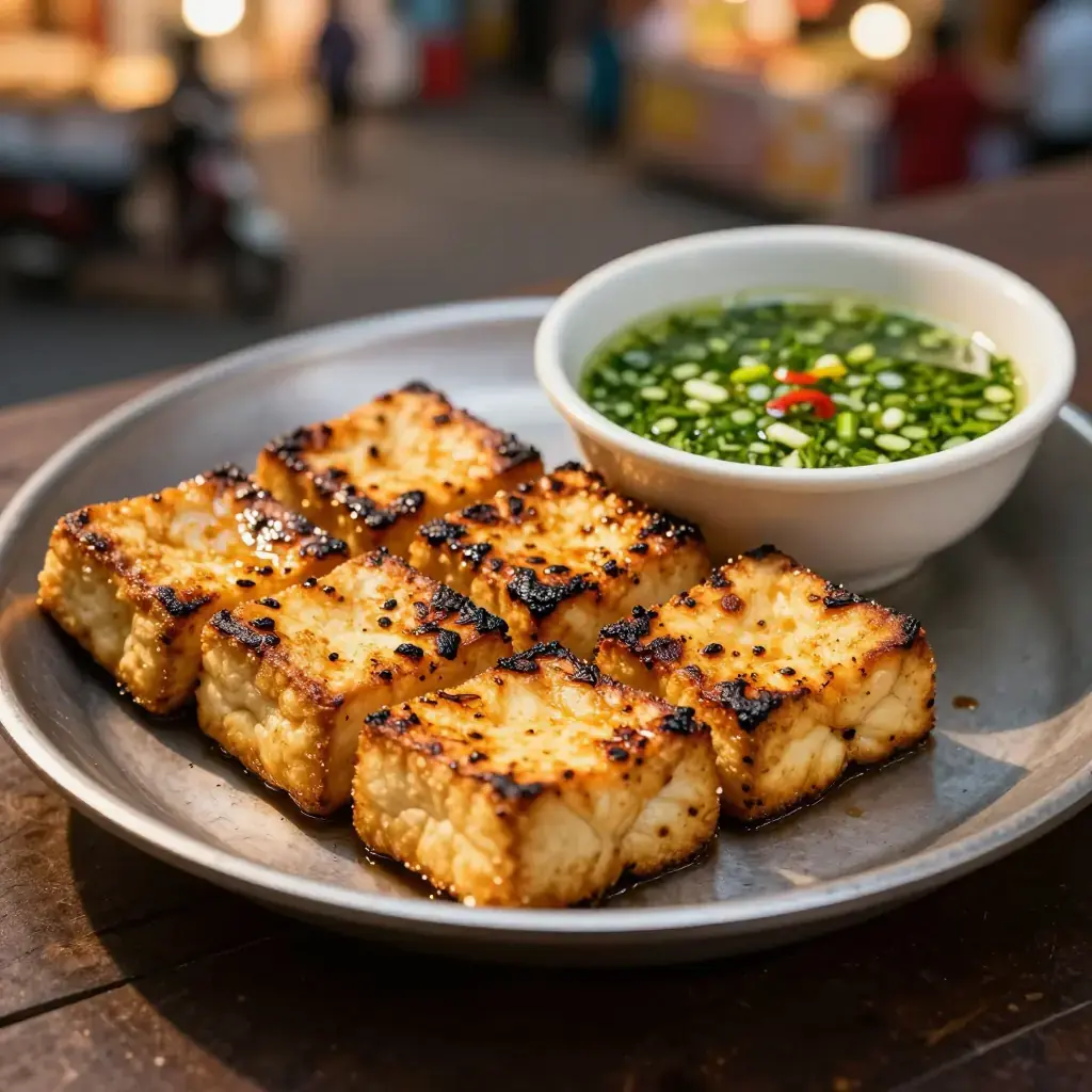 Yunnan Ka Wa La Ka Zi (卡瓦拉烤豆腐 — Yunnan Dai-Style Grilled Tofu with Herb Dipping Sauce)