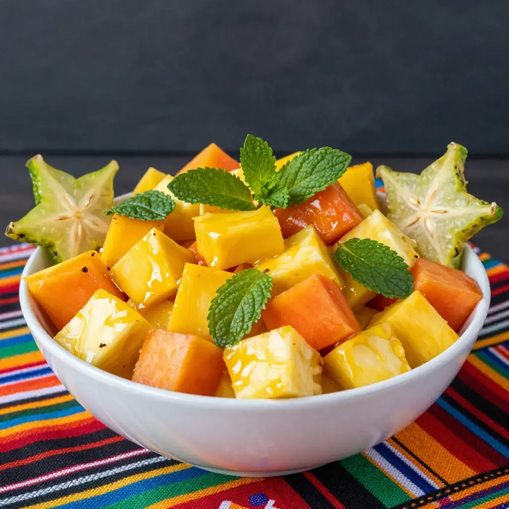 Ensalada de Frutas Tropicales Cubana (Cuban Tropical Fruit Salad with Lime and Fresh Herbs)