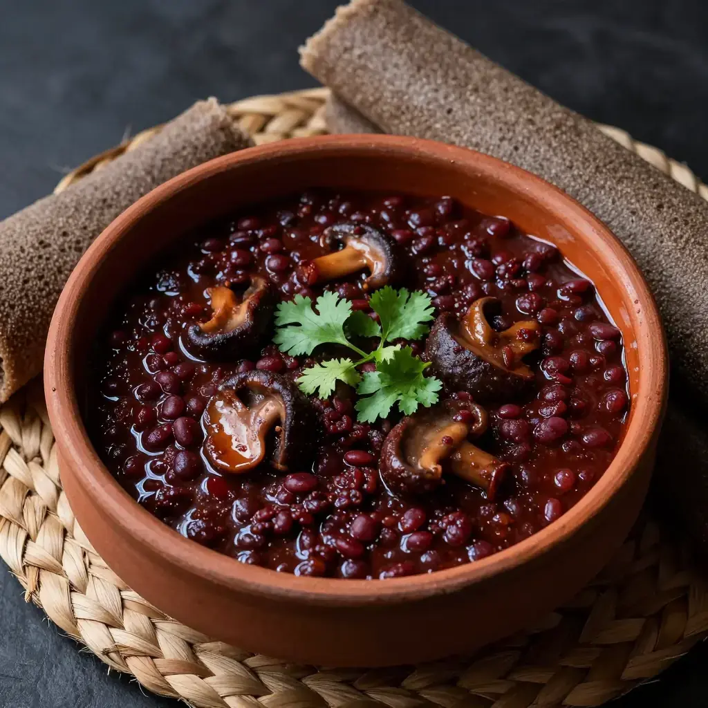 Ye'kakul Engudai Wot (የካኩል እንጉዳይ ወጥ — Ethiopian Slow-Cooked Mushroom and Lentil Stew)