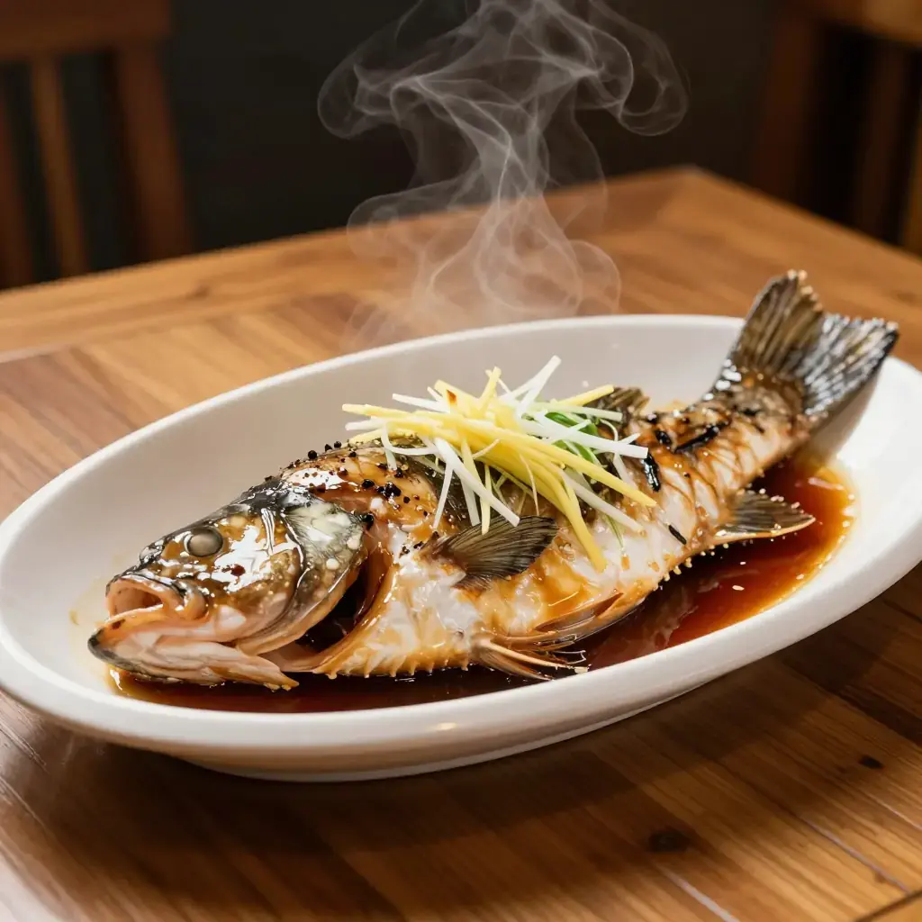 Fujian Qing Zheng Shi Ban Yu (福建清蒸石斑鱼 — Fujian Steamed Grouper with Ginger and Scallion)