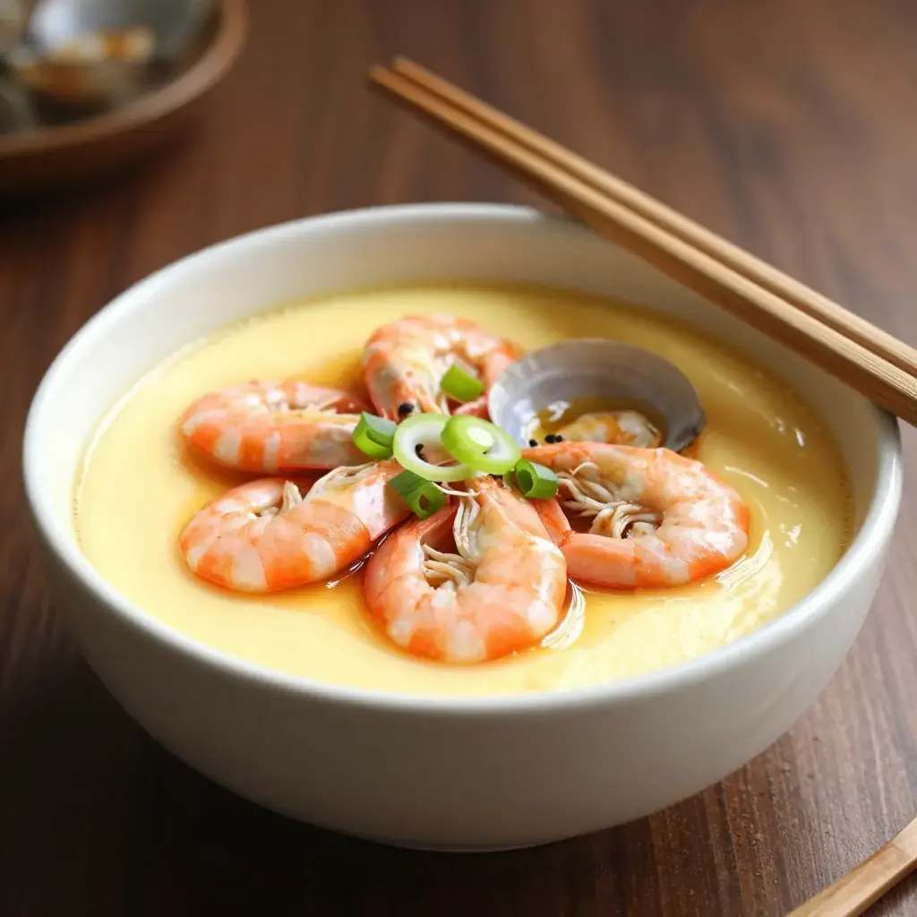 Fujian Hai Xian Zheng Dan (福建海鲜蒸蛋 — Fujian Steamed Egg Custard with Seafood)