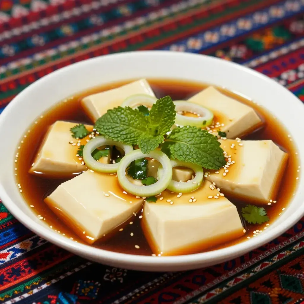 Yunnan Dou Fu Lu Liang Ban (云南豆腐卤凉拌 — Yunnan Silken Tofu in Fermented Brine with Fresh Herbs)