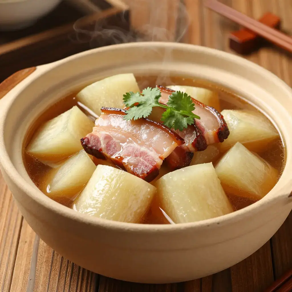 Hunan La Rou Dun Dong Gua (湖南腊肉炖冬瓜 — Hunan Smoked Pork Braised with Winter Melon)